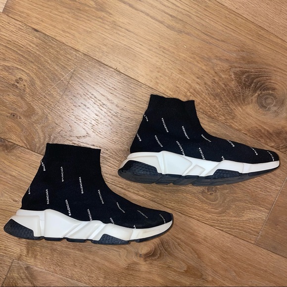 Balenciaga Women's Black Stretch Polyester Speed Sneakers - Picture 3 of 9